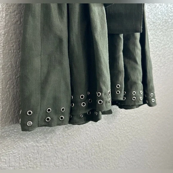 Derek Lam 10 Crosby Olive Green Grommet Hem Mini Dress sz 4 - Picture 10 of 14